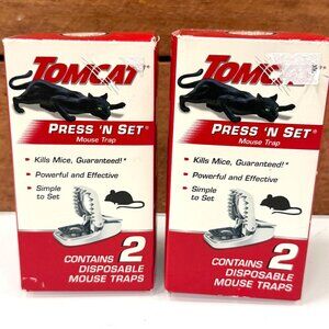Tomcat Press 'N Set Mouse Trap Indoor/Outdoor Use Plastic Spring Bundle 2 New